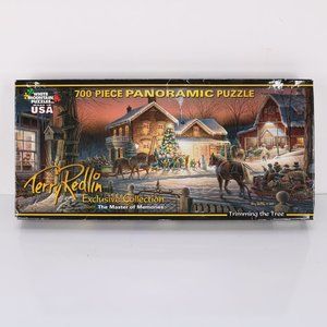 White Mountain "Trimming The Tree" 750 Piece Puzzle * Panoramic * 677T * 12 x 34